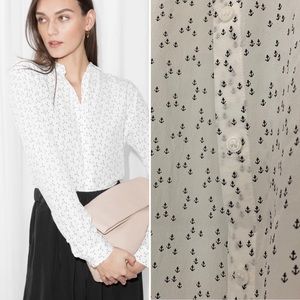 100% Silk Blouse with Anchor Pattern ⚓️